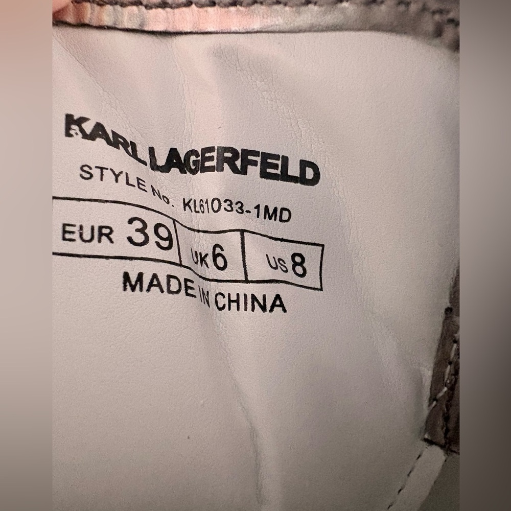 Karl Lagerfeld Metallic Silver Lace Up Sneakers with Icon Patch in size 8! - Picture 15 of 15